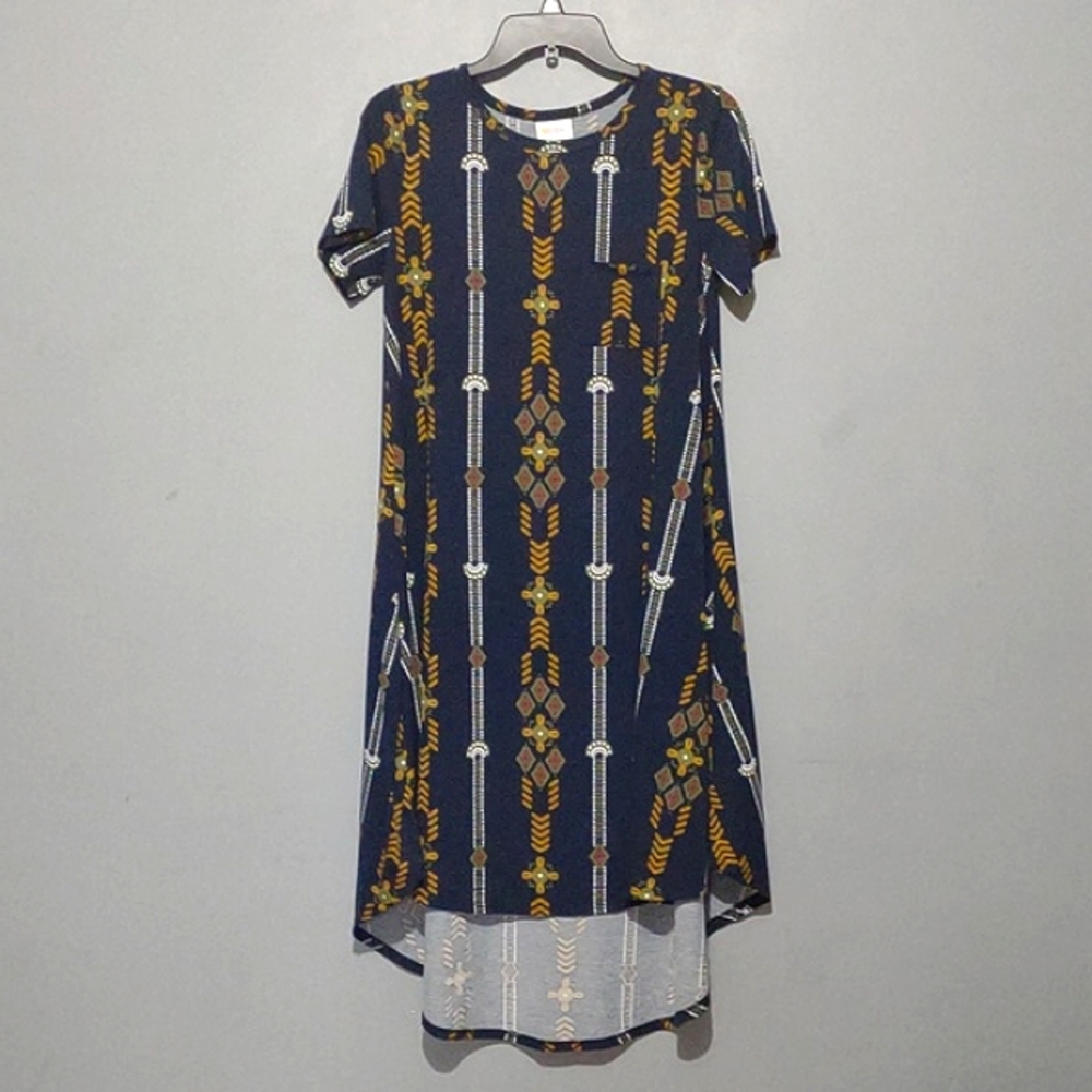 🪻4/$8🪻Lularoe Geometric High Low Pocket  Dress Size XS Stretch Oversized